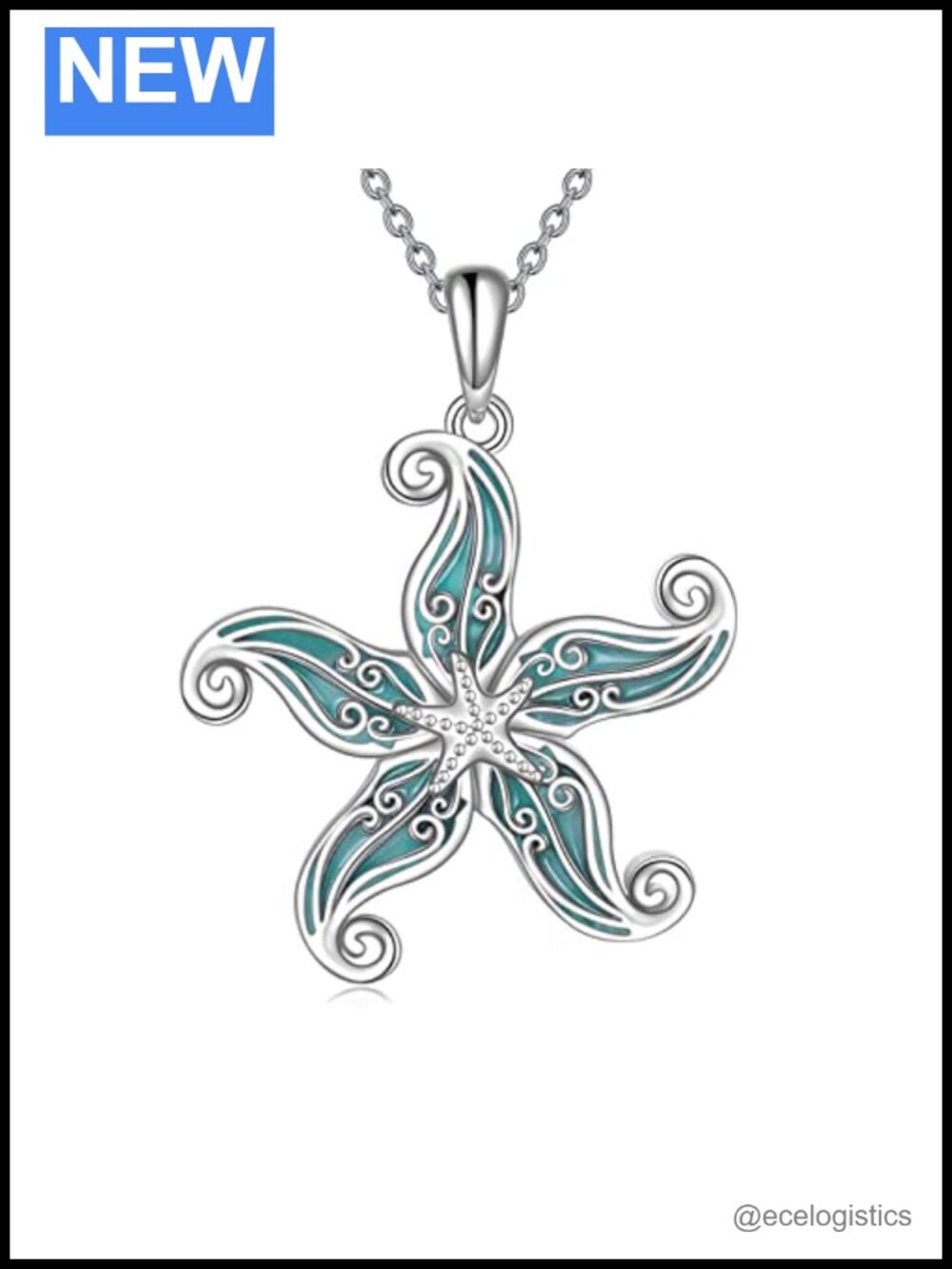 Sterling Silver Starfish Pendant Necklace Ocean Beach Jewelry 18in